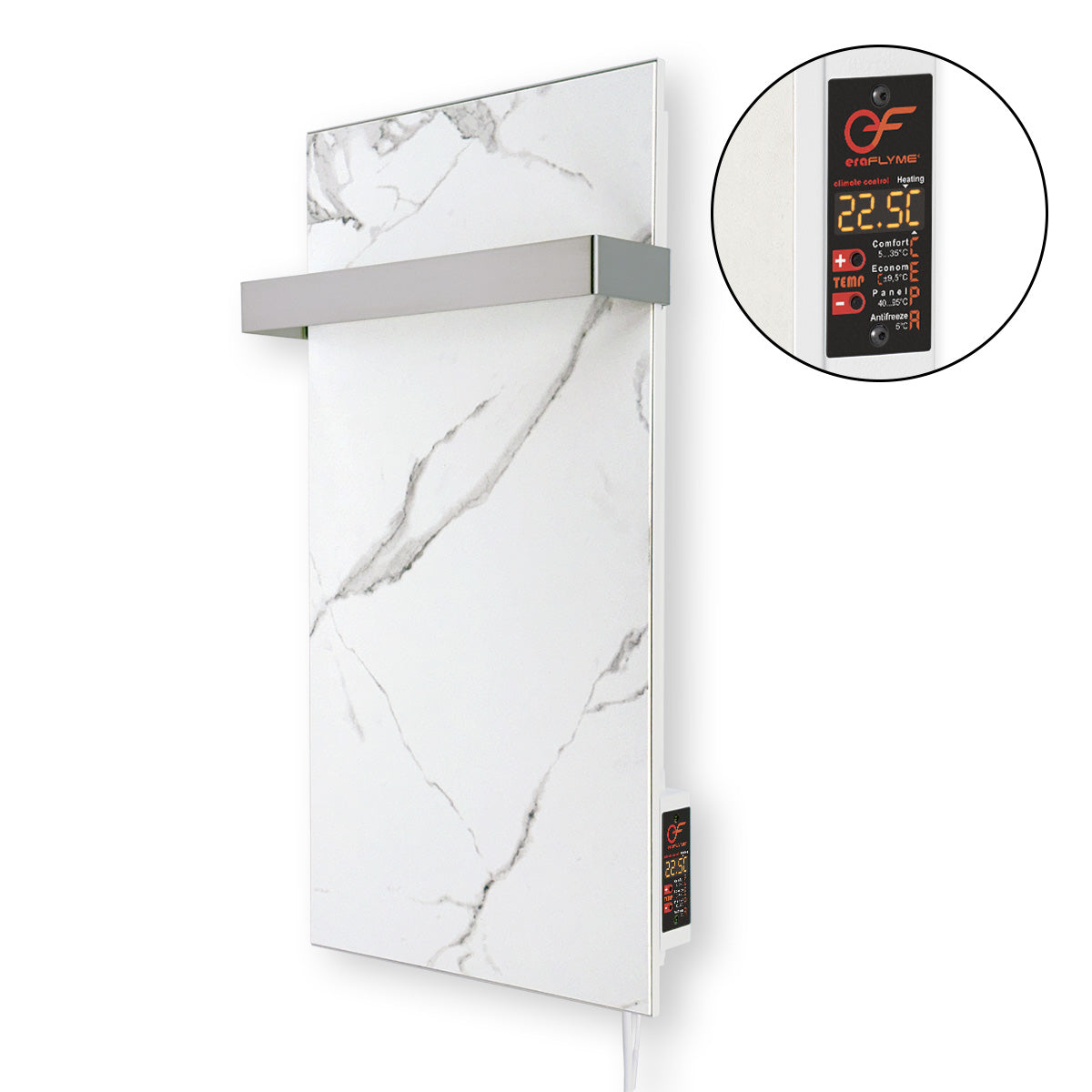 Ceramic infrared heated towel rail 250W with thermostat