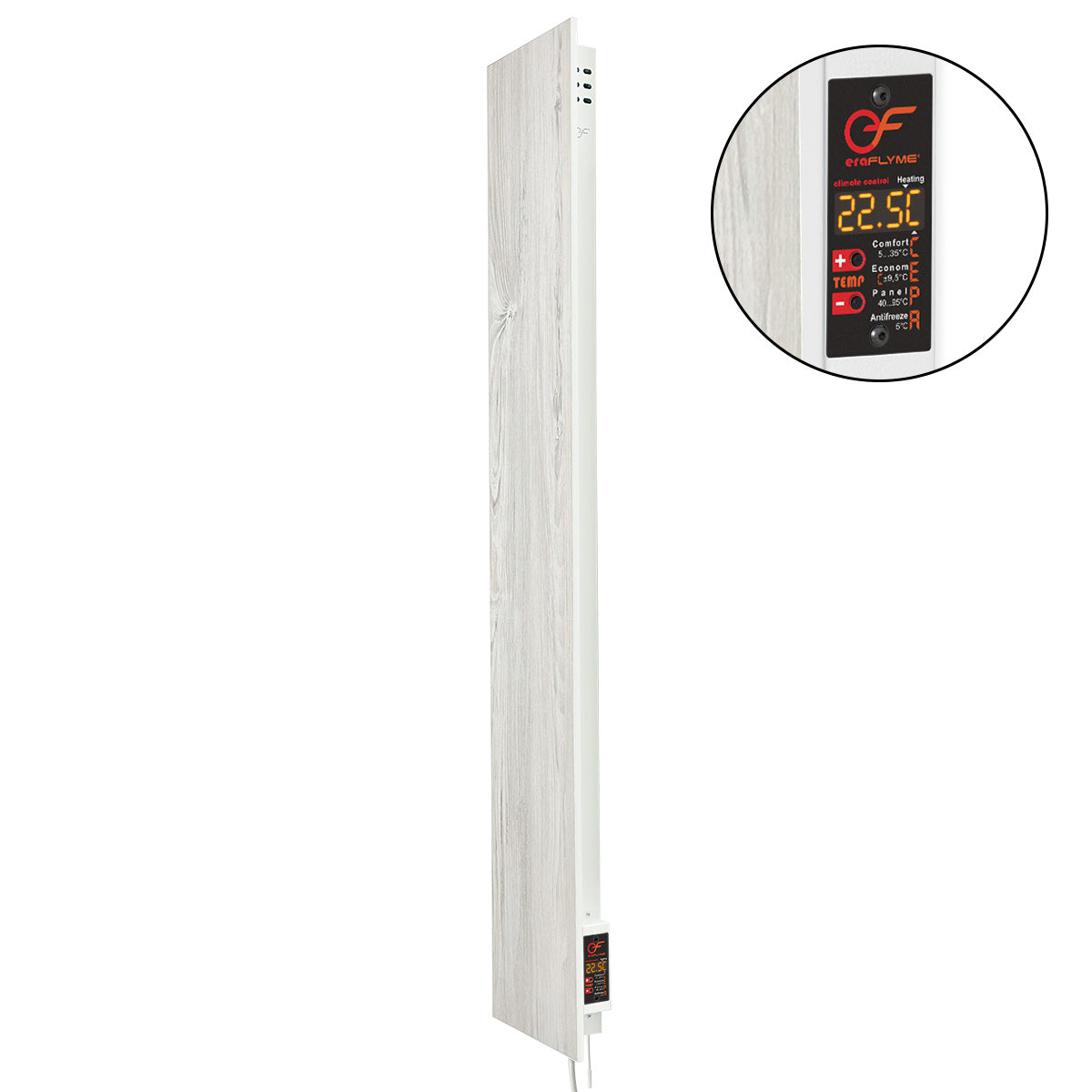 Ceramic heating panel 420W with thermostat white wood