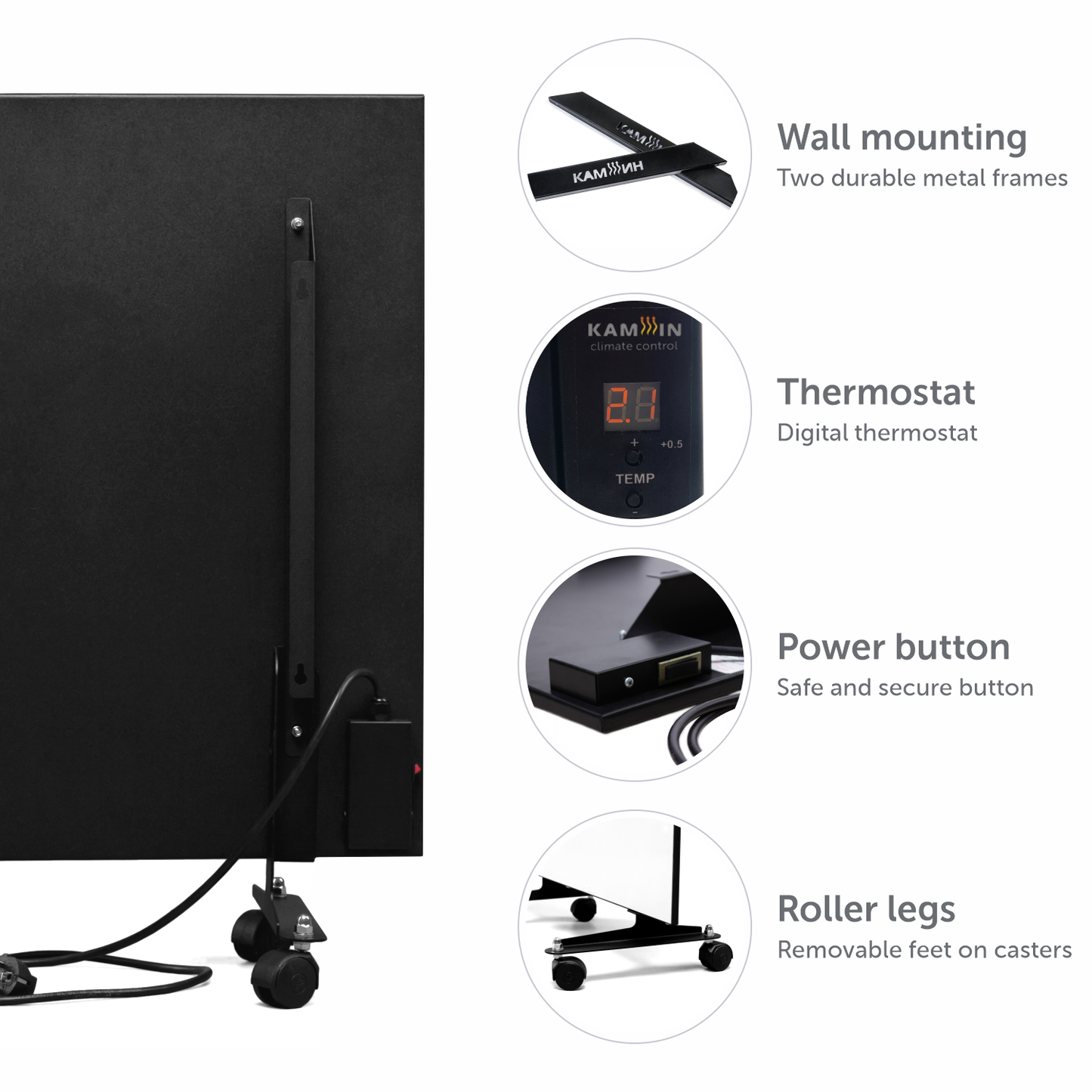 Electric heating panel TM Kamin 500W Black
