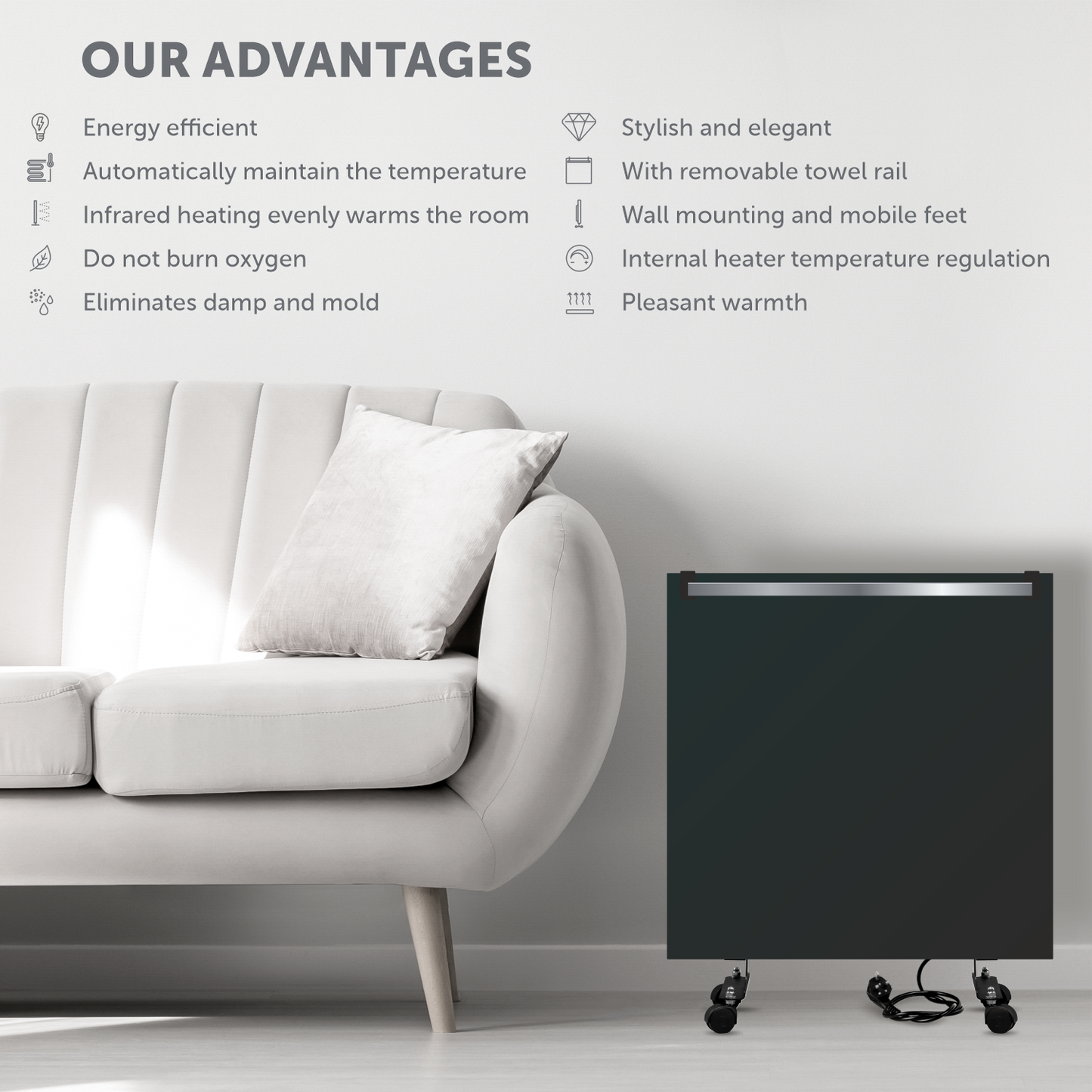 Electric heating panel TM Kamin 500W Black