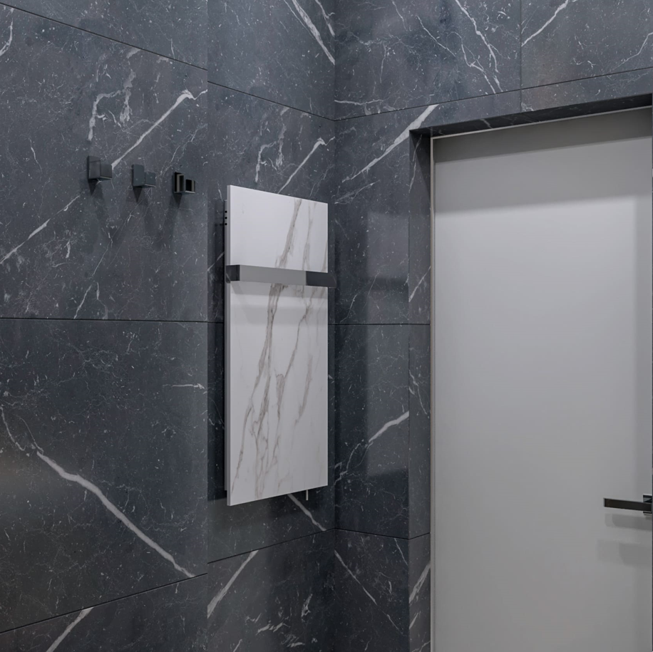 Ceramic infrared heated towel rail 400W with thermostat