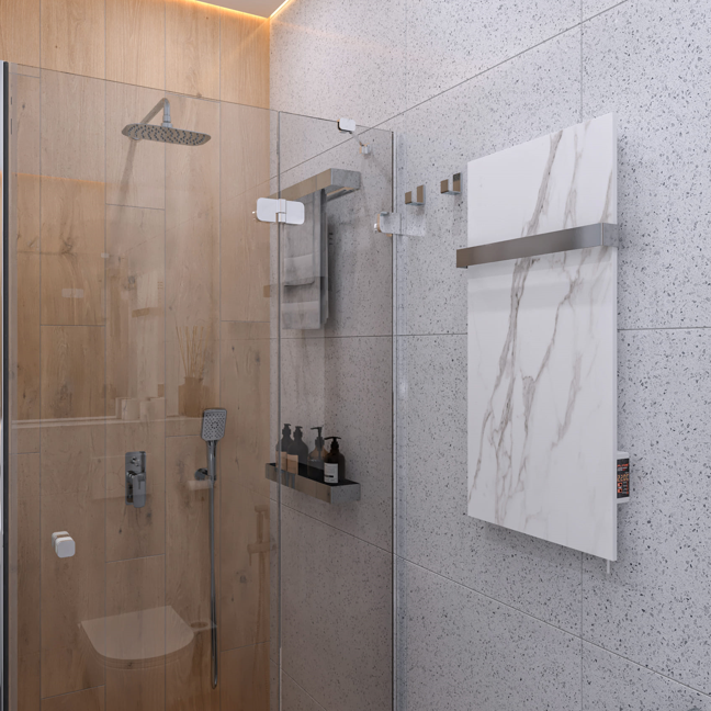 Ceramic infrared heated towel rail 400W with thermostat