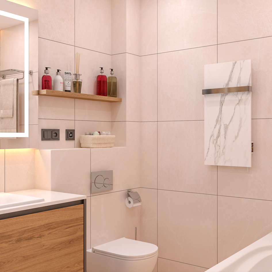 Ceramic infrared heated towel rail 400W with thermostat