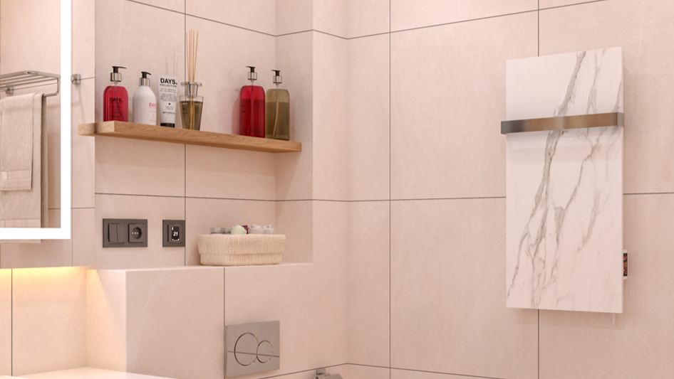 Electric heating panel with towel rail 400W and thermostat