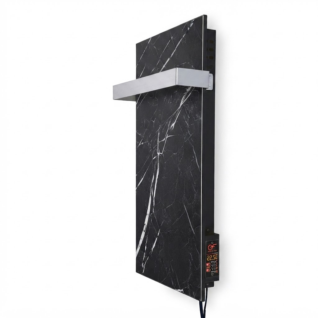 KAMIN KTR-500 W— Ceramic Infrared Panel with Integrated Towel Rail Holder WiFi App control