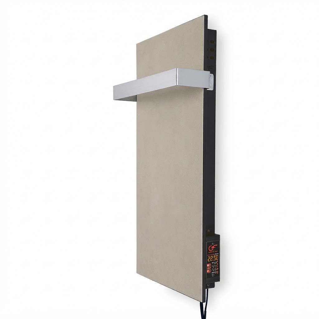 KAMIN KTR-500 W— Ceramic Infrared Panel with Integrated Towel Rail Holder WiFi App control