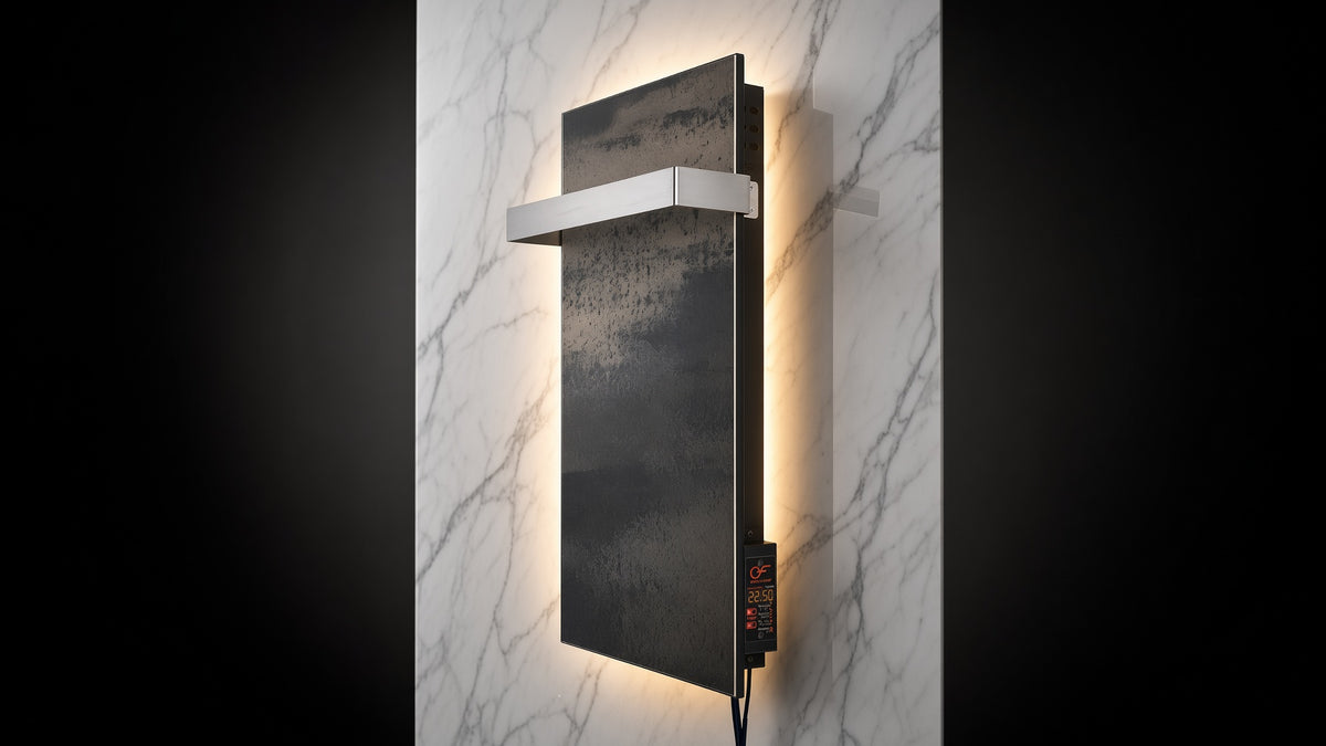 KAMIN KTR-300 — Ceramic Infrared Panel with Integrated Towel Rail Holder WIFI App control