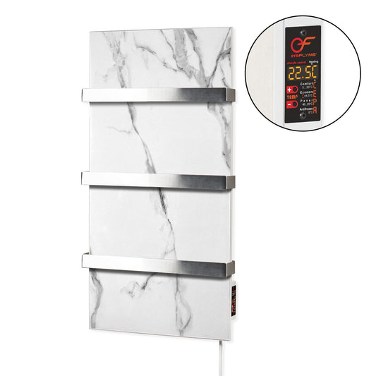 Ceramic infrared heated towel rail 600W with thermostat white
