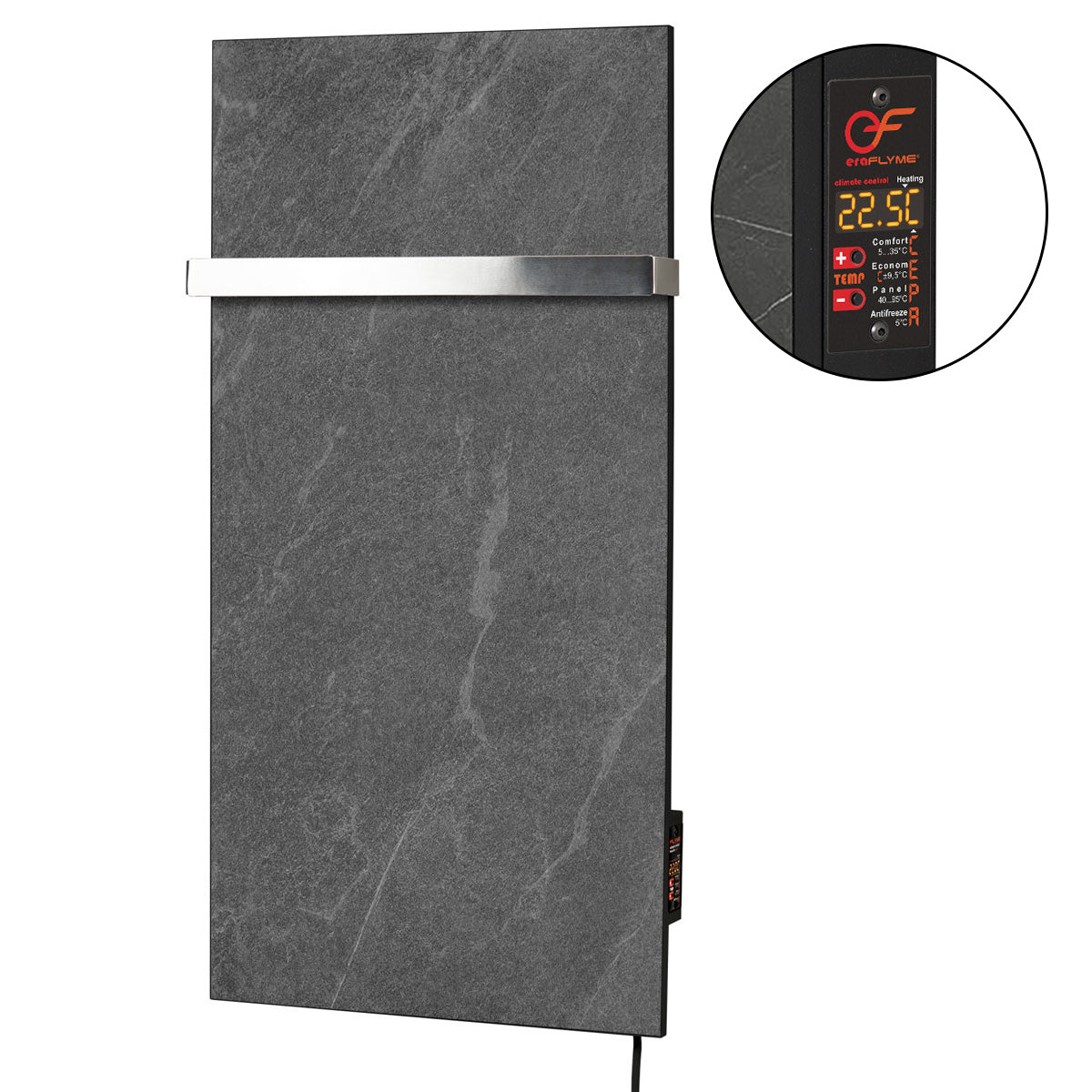 Ceramic infrared heated towel rail 600W with thermostat white